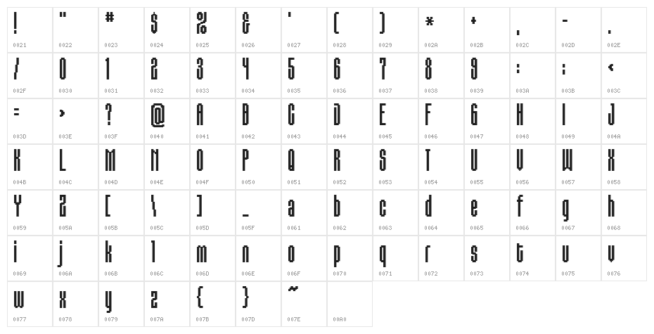 BM gaudi A22 Character Map