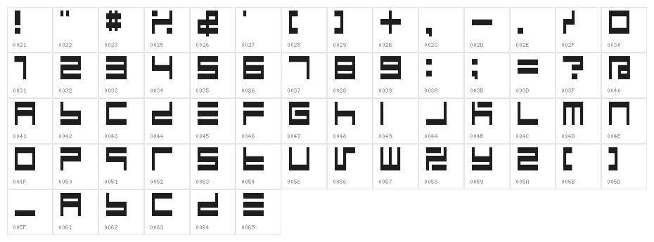 BM maze A9 Character Map