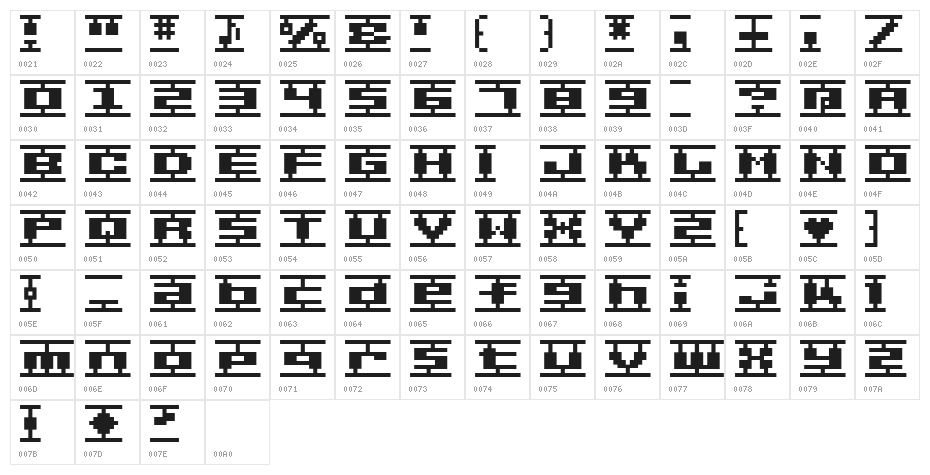 BM plamo A9 Character Map