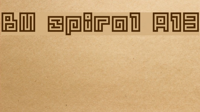 BM spiral A13 Font examples