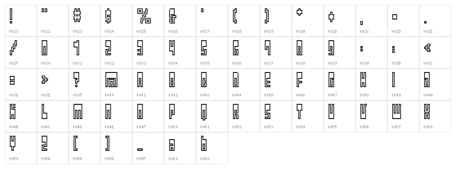 BM utopia A23 Character Map
