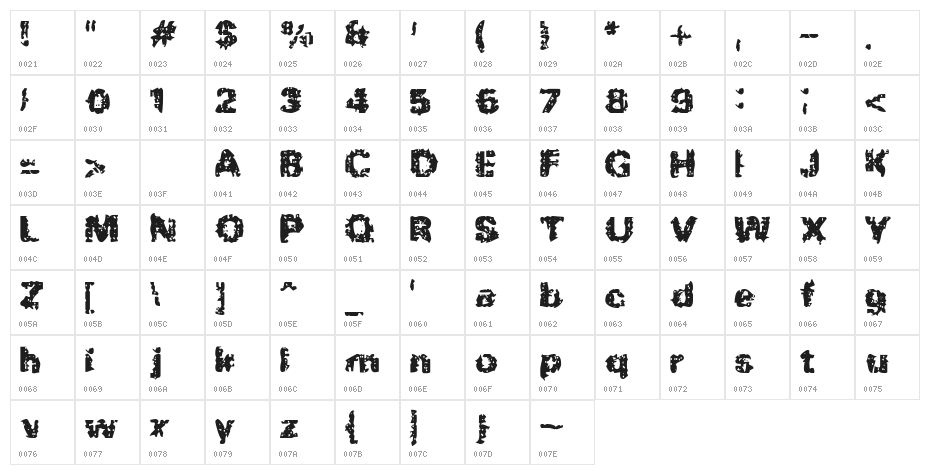 BN-Rock Character Map