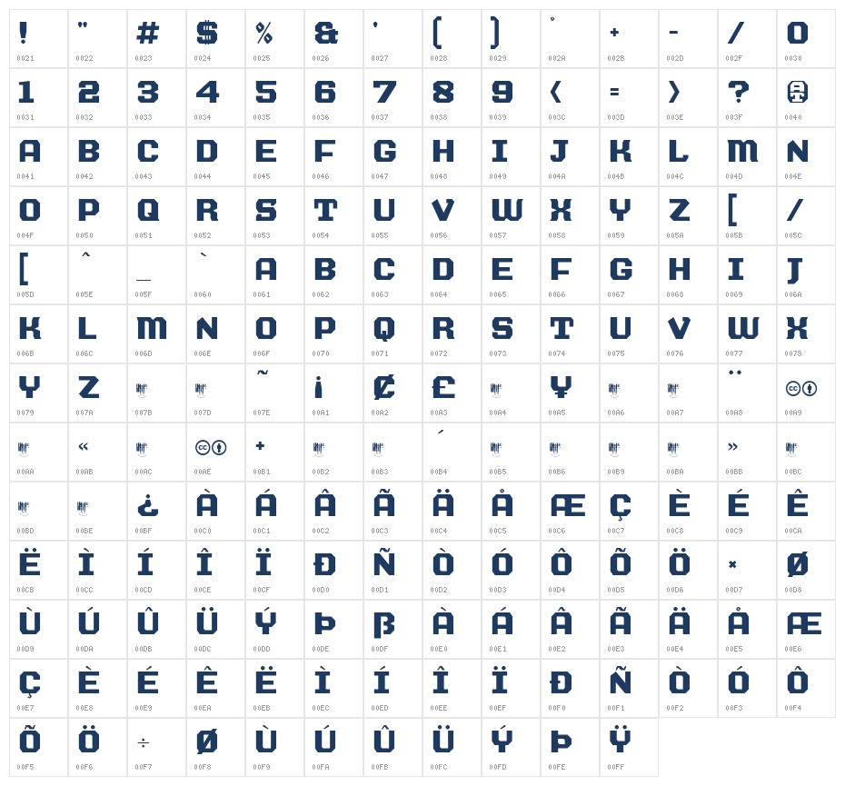 BOA CONSTRUKTOR Bold Character Map