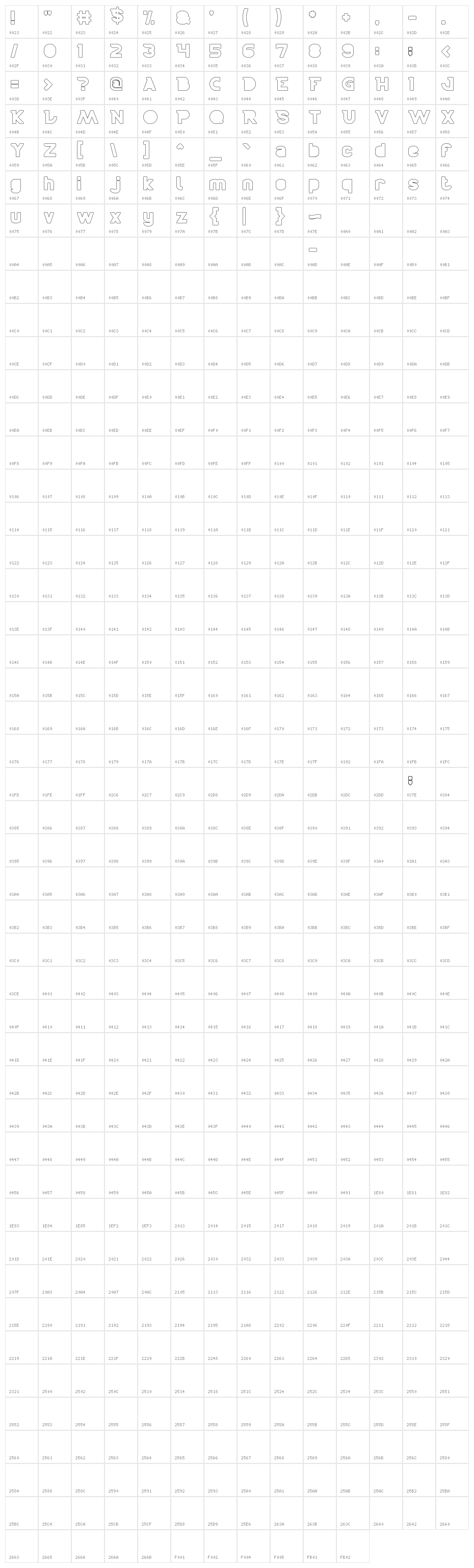 BOARDER-Hollow Character Map