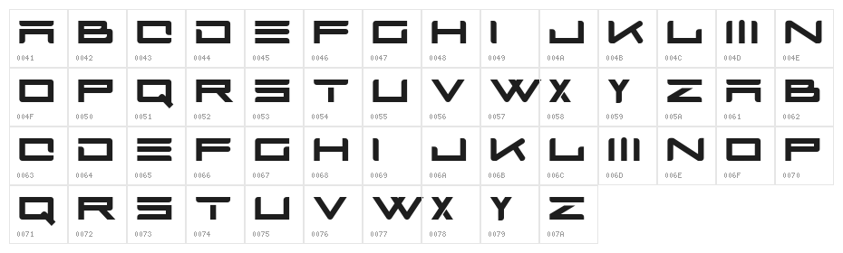 BOASTfont Character Map