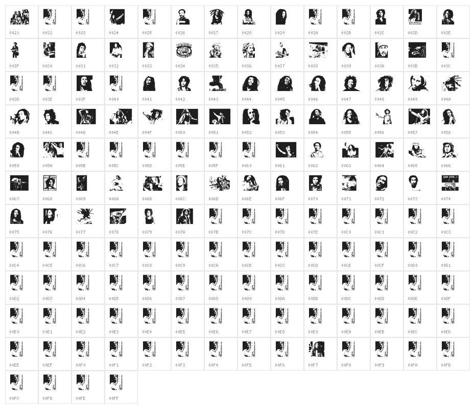BOB MARLEY Character Map
