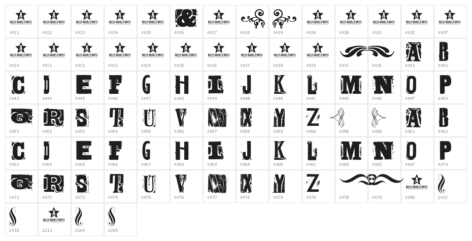 BODY HUNTER Bold Character Map