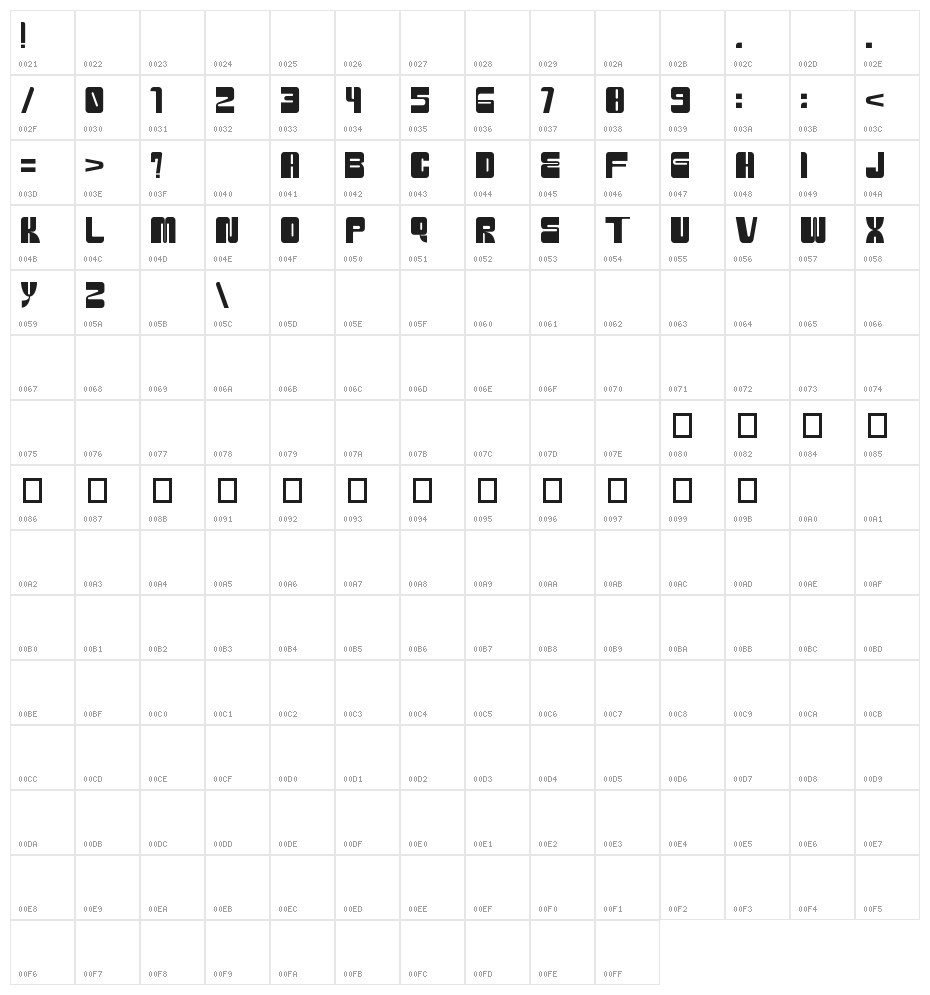 BOLD MYPE BOLD Character Map