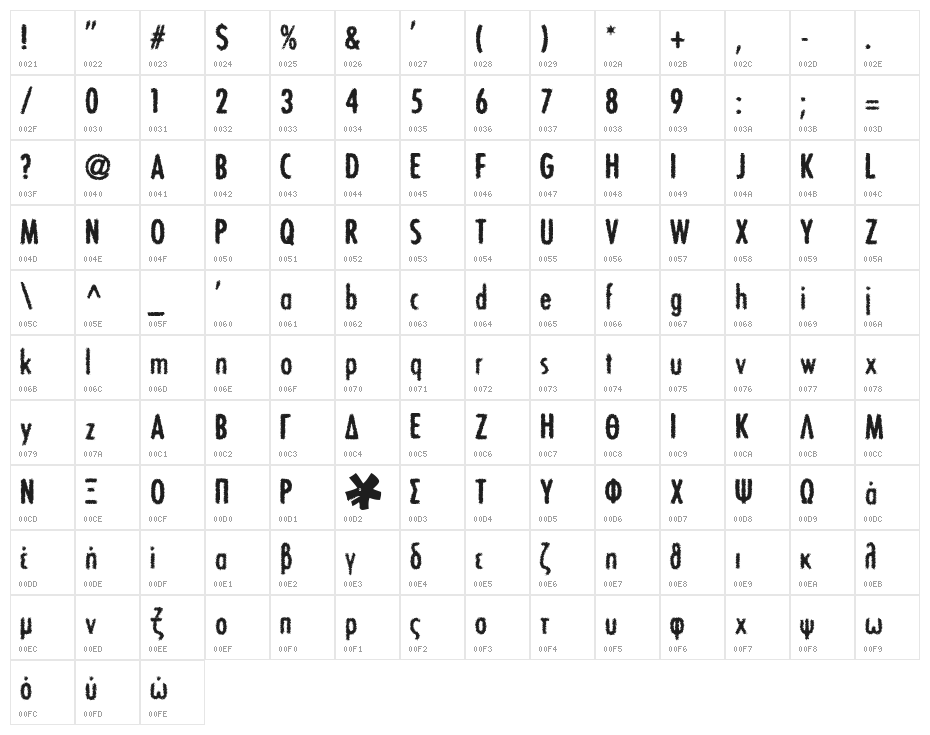 BON ViVEUR Character Map