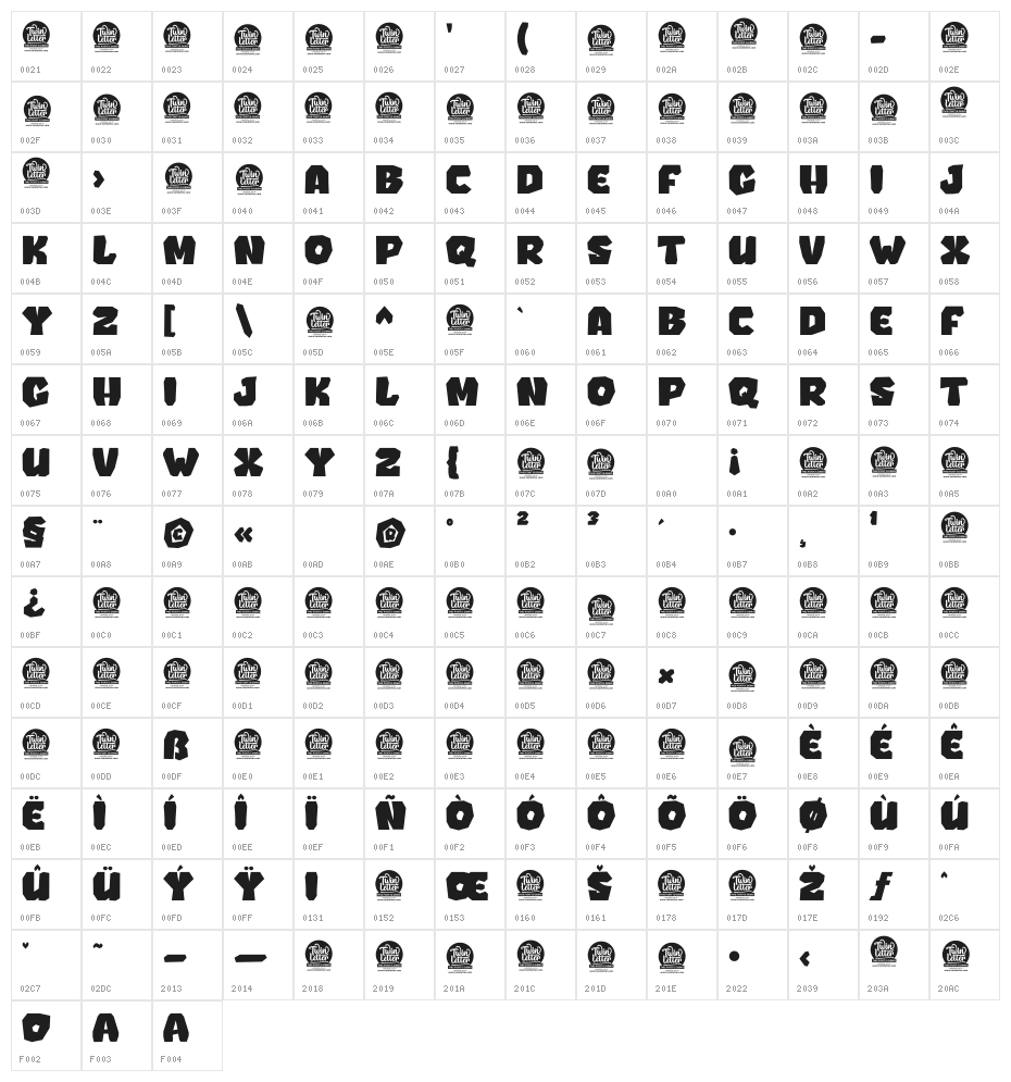 BONKARD PERSONAL USE Character Map