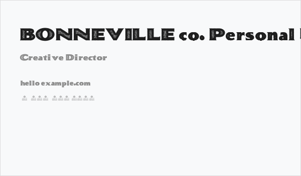 BONNEVILLE co. Personal Use Business Card