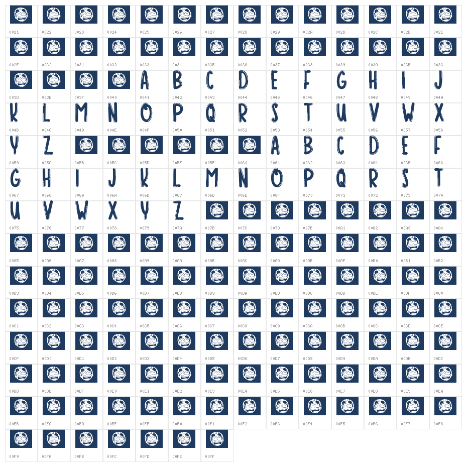 BOOD STREET Character Map