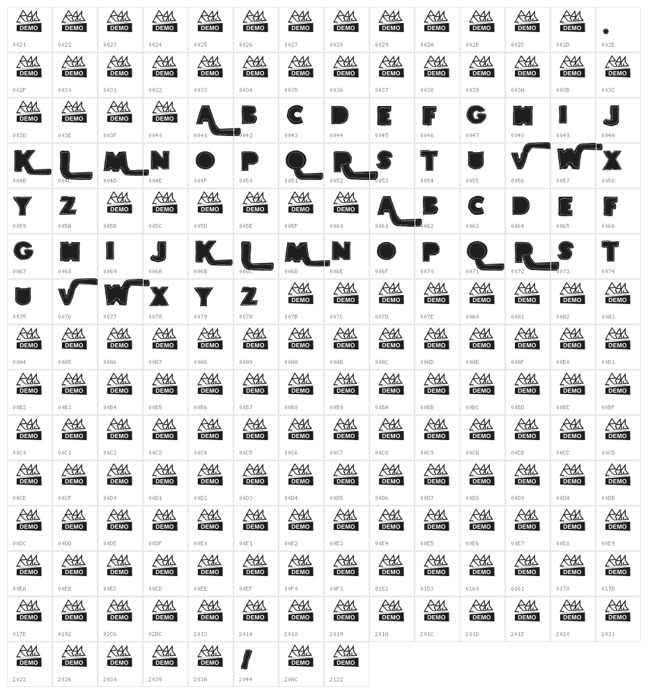 BORDADOS Character Map