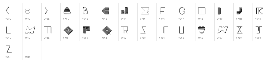 BOSS M  D Character Map