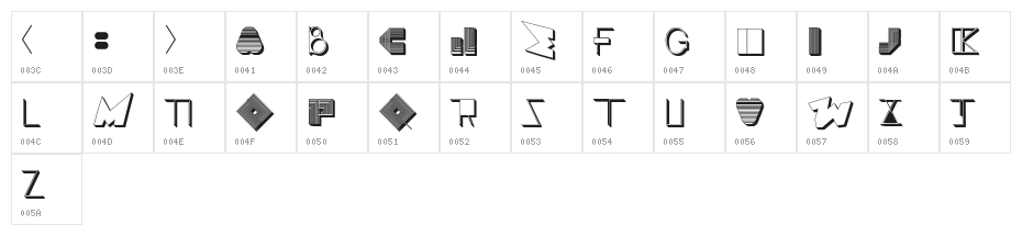 BOSSM-B Character Map
