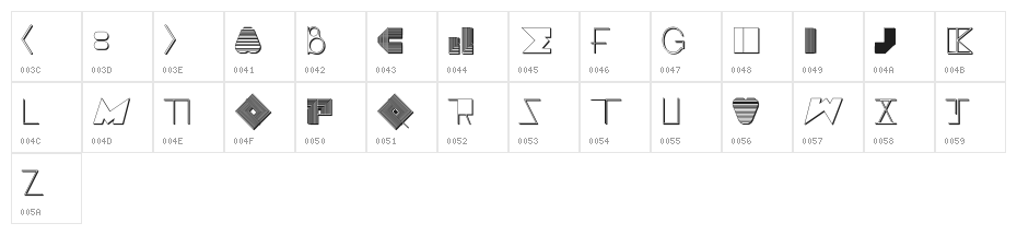 BOSSM-D Character Map