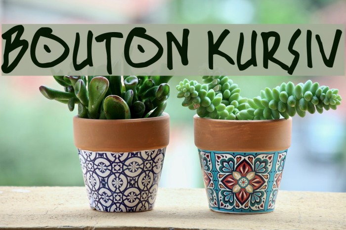 BOUTON Kursiv Font examples