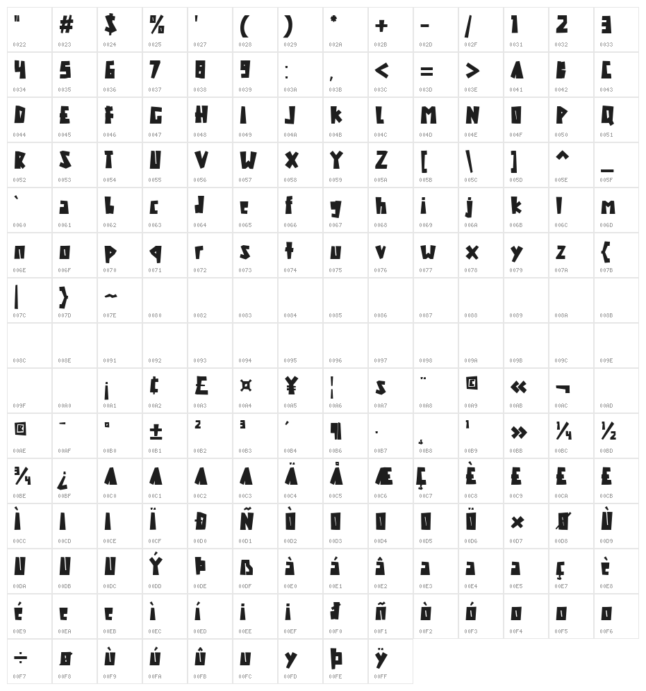BOXKAN-demo Bold Character Map