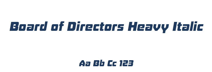 Board of Directors Heavy Italic Font Preview