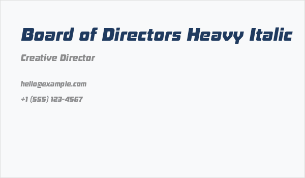Board of Directors Heavy Italic Business Card