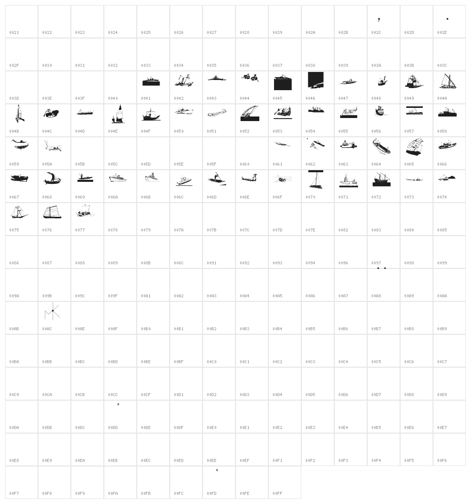 BoatsTraces Character Map