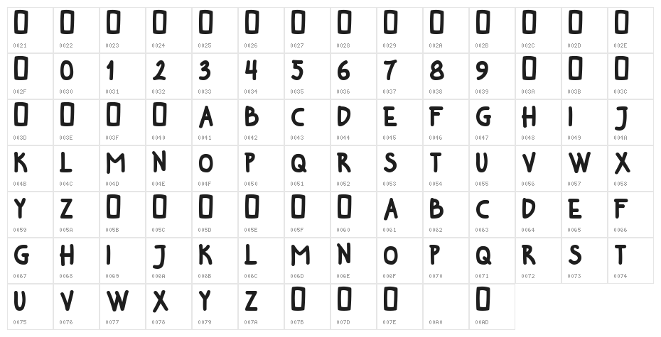 Bochill Bold Character Map