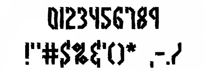 Bocuma Angle Dent BRK Font OTHER CHARS