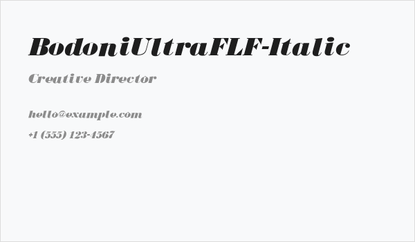 BodoniUltraFLF-Italic Business Card