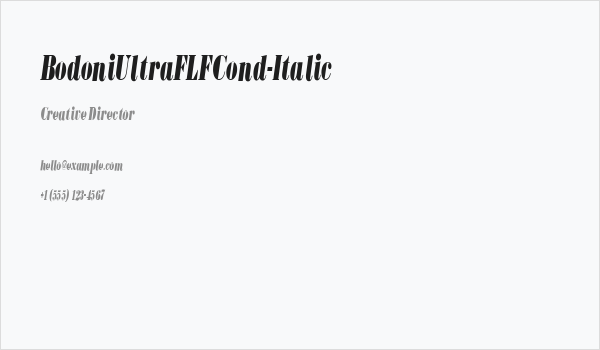 BodoniUltraFLFCond-Italic Business Card