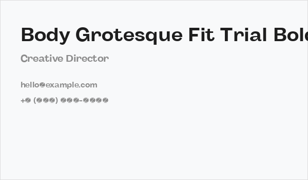 Body Grotesque Fit Trial Bold Business Card