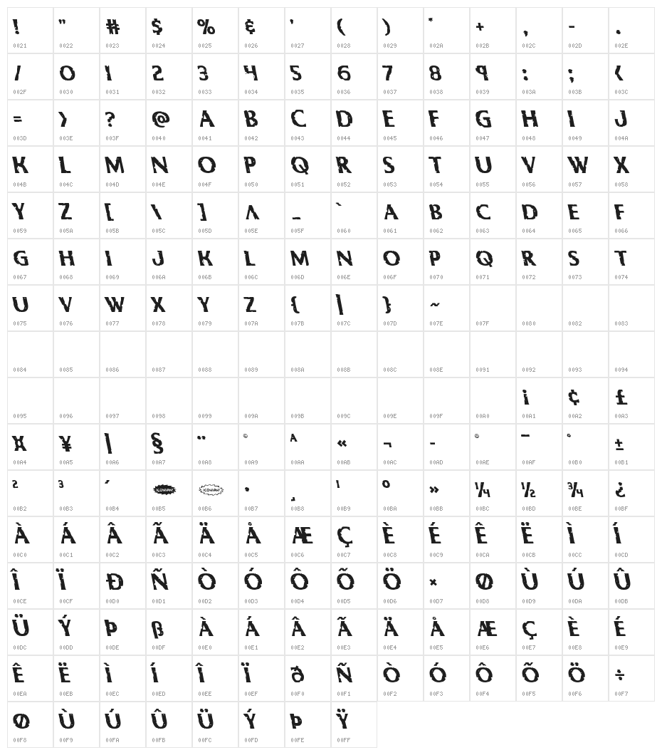 Body Swipers Leftalic Character Map