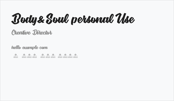 Body&Soul personal Use  Business Card
