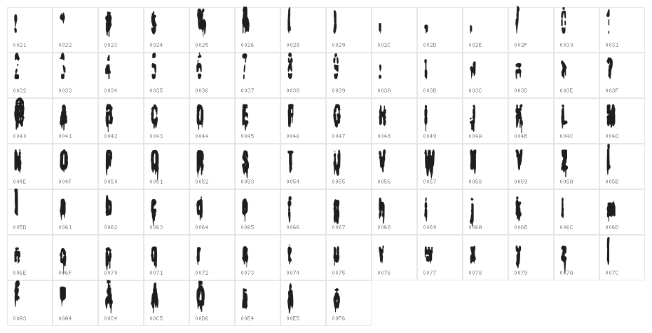 Bodybag Character Map