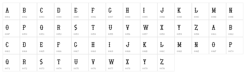 Boeticher-Regular Character Map