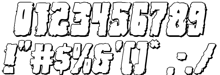 Bog Beast 3D Italic Font OTHER CHARS