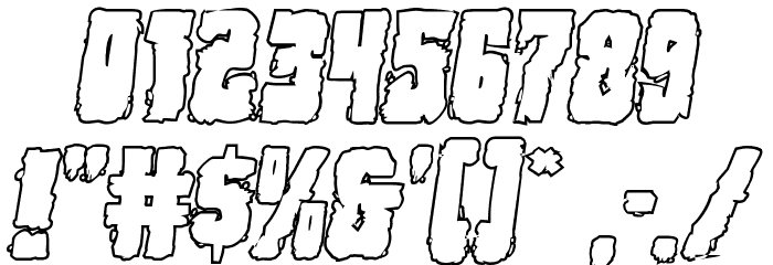 Bog Beast Outline Italic Font OTHER CHARS