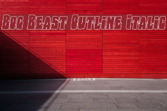 Bog Beast Outline Italic Font examples