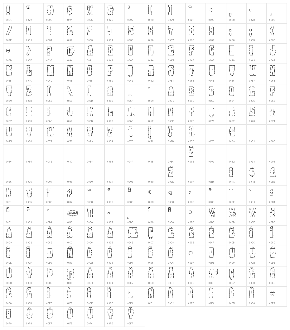 Bog Beast Outline Character Map