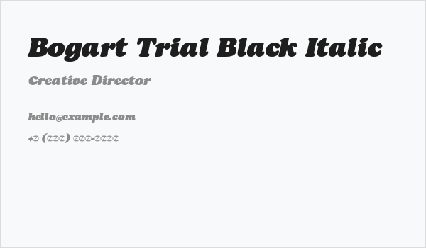 Bogart Trial Black Italic Business Card