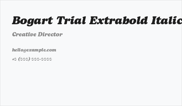 Bogart Trial Extrabold Italic Business Card