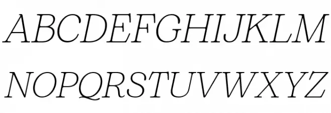 Bogart Trial Extralight Italic फ़ॉन्ट अपरकेस