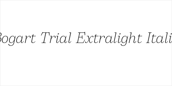 Bogart Trial Extralight Italic Logo