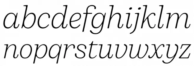 Bogart Trial Extralight Italic フォント 小文字