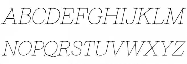 Bogart Trial Thin Italic Шрифта ВЕРХНИЙ
