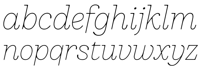 Bogart Trial Thin Italic Font LOWERCASE