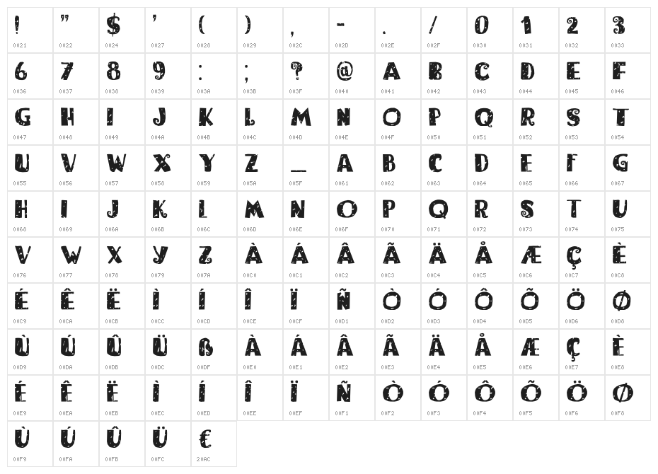 Bogeyman Eroded DEMO Regular Character Map