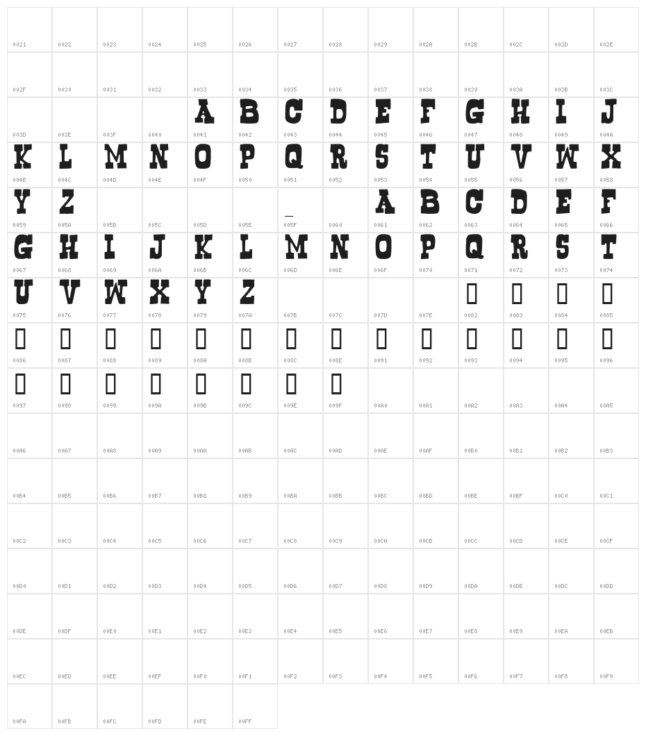 Bogusflow Character Map