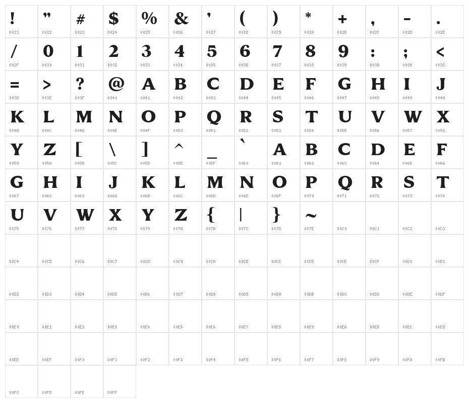 Boheld Free DEMO Regular Character Map