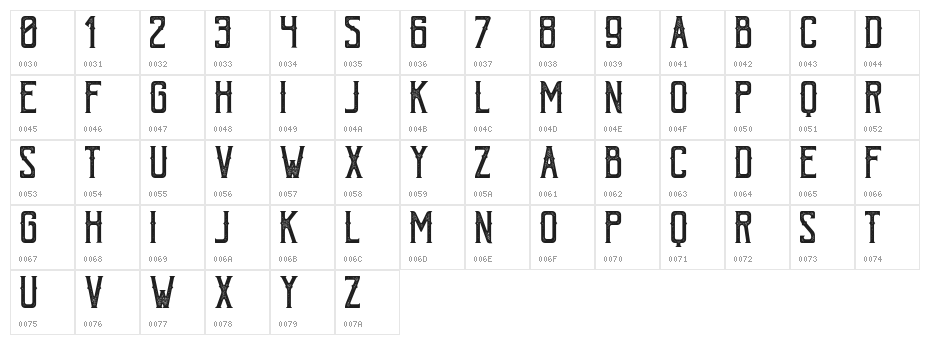 BohemPress Character Map