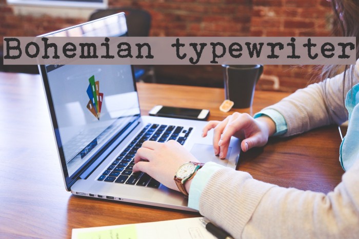 Bohemian typewriter Font examples